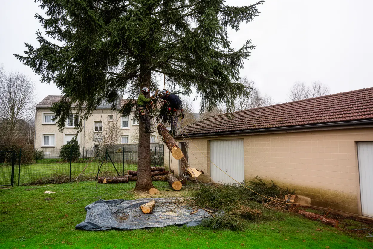 Abattage contrôlé près d'une maison à Allonnes