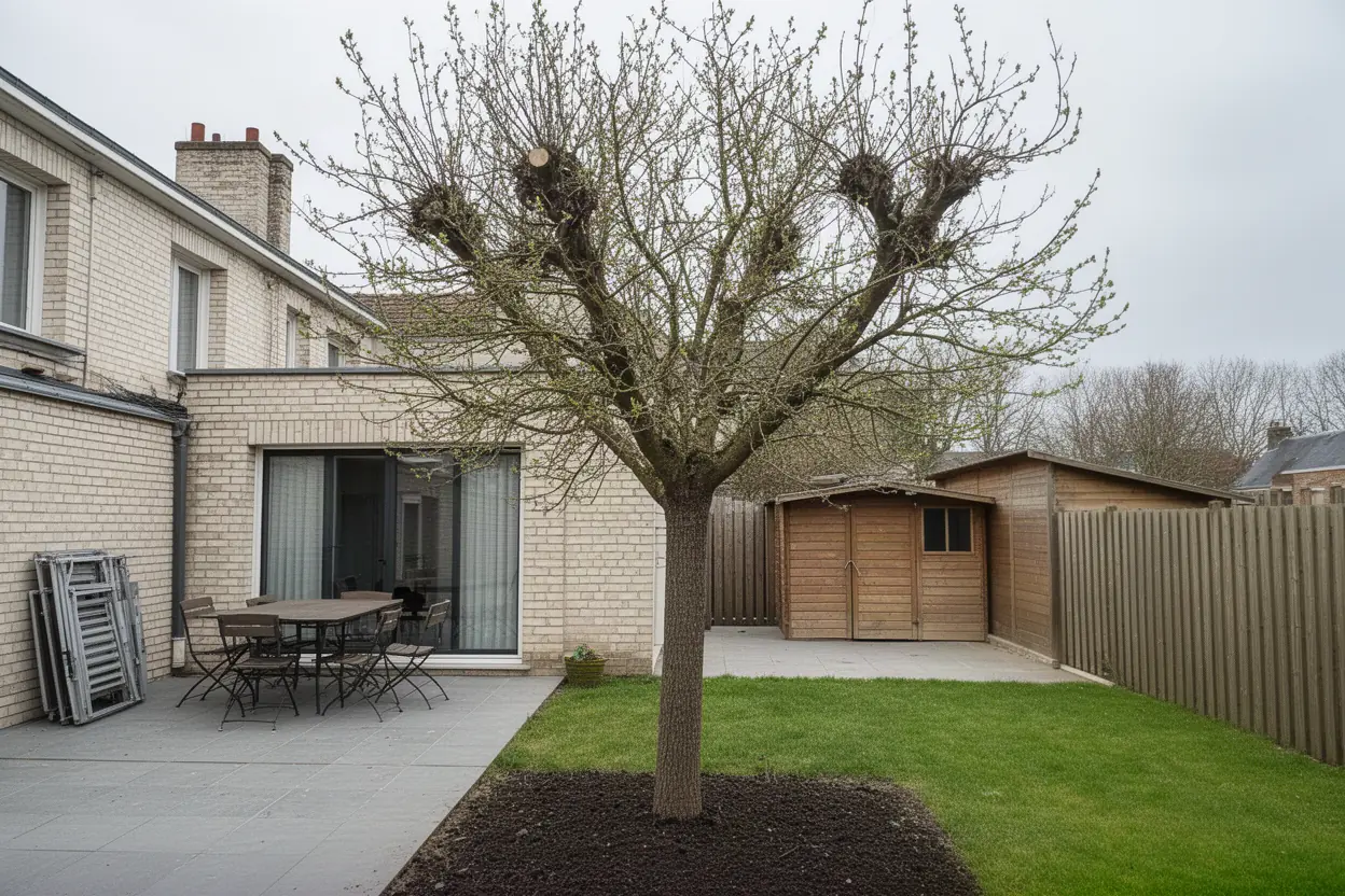 Arbre menaçant avant démontage au Mans